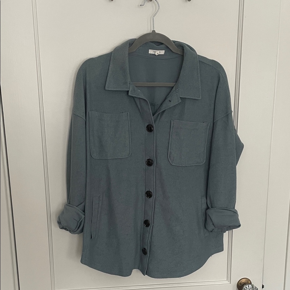 Maurices Textured Teal Button-Up